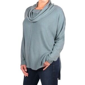 Stitch/Chenault XXL Sage Cowl Neck Textured Basketweave Sweater Earthy Lagenlook